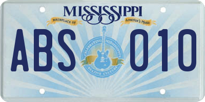 MS license plate ABS010