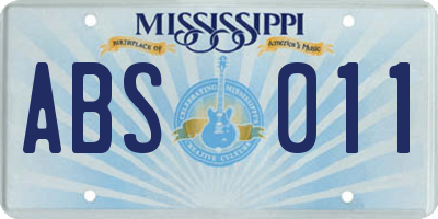 MS license plate ABS011