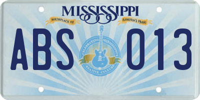 MS license plate ABS013