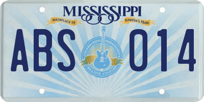 MS license plate ABS014