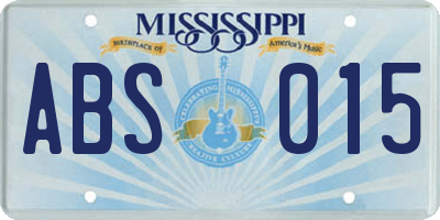 MS license plate ABS015