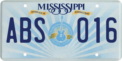 MS license plate ABS016