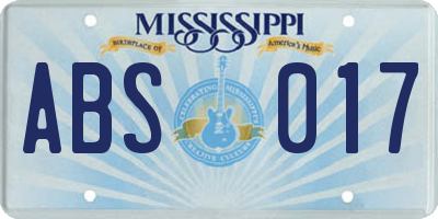 MS license plate ABS017