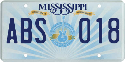 MS license plate ABS018