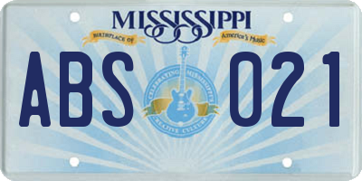 MS license plate ABS021