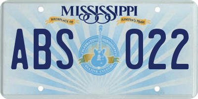 MS license plate ABS022