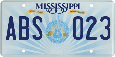 MS license plate ABS023