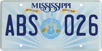 MS license plate ABS026