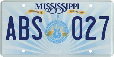 MS license plate ABS027