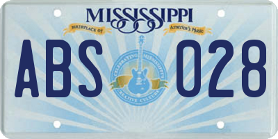 MS license plate ABS028