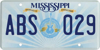 MS license plate ABS029