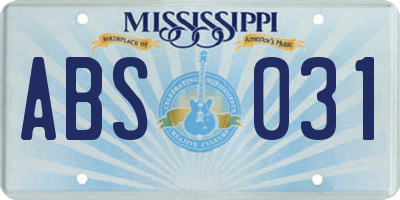 MS license plate ABS031