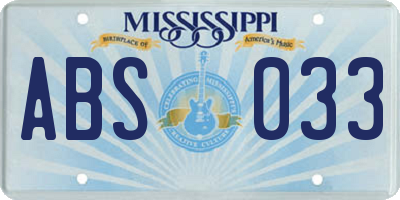 MS license plate ABS033