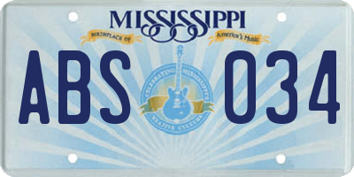 MS license plate ABS034