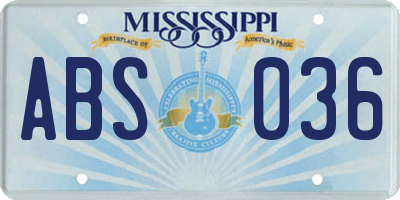 MS license plate ABS036