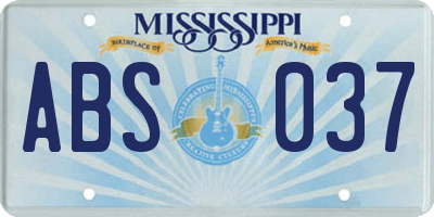 MS license plate ABS037