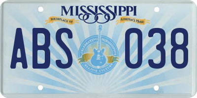 MS license plate ABS038