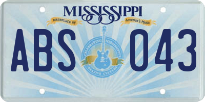 MS license plate ABS043