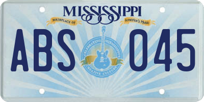 MS license plate ABS045