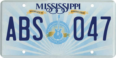 MS license plate ABS047