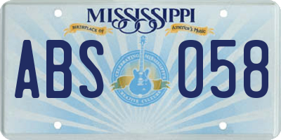 MS license plate ABS058