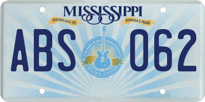 MS license plate ABS062