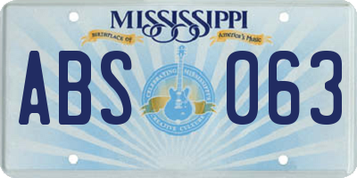 MS license plate ABS063