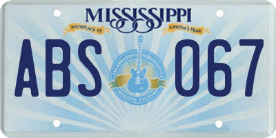 MS license plate ABS067