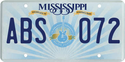 MS license plate ABS072