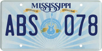 MS license plate ABS078