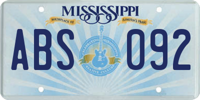 MS license plate ABS092