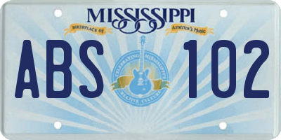 MS license plate ABS102