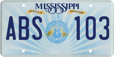 MS license plate ABS103