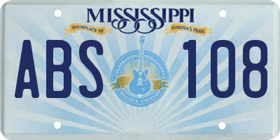 MS license plate ABS108