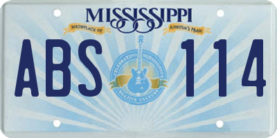 MS license plate ABS114