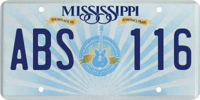 MS license plate ABS116