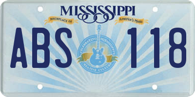 MS license plate ABS118