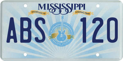 MS license plate ABS120