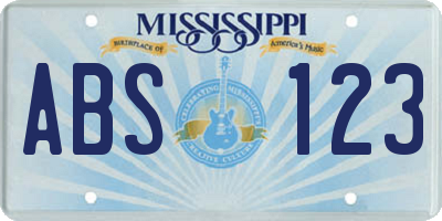 MS license plate ABS123