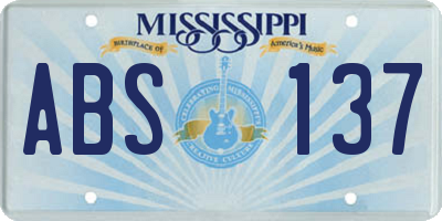 MS license plate ABS137