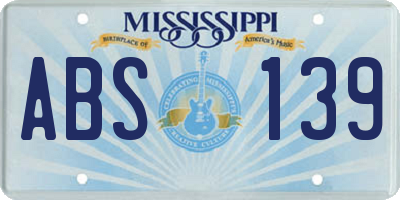 MS license plate ABS139