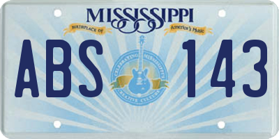 MS license plate ABS143