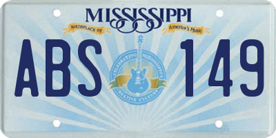 MS license plate ABS149