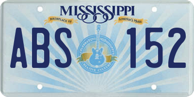 MS license plate ABS152