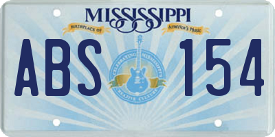 MS license plate ABS154