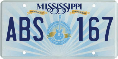 MS license plate ABS167