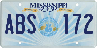 MS license plate ABS172