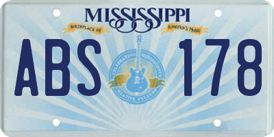 MS license plate ABS178