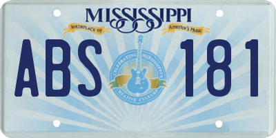 MS license plate ABS181