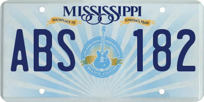 MS license plate ABS182